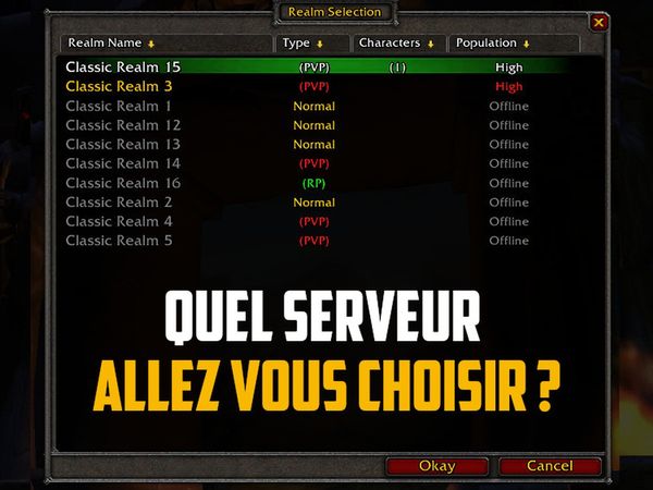 La liste des serveurs pour WoW Classic Season of Mastery