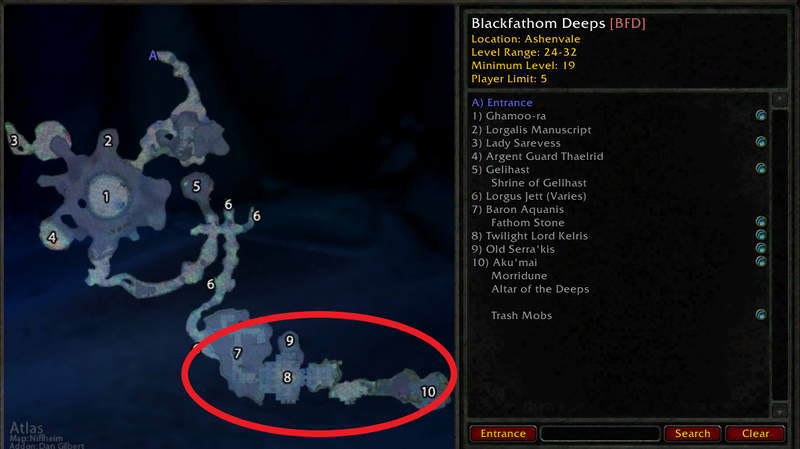 Classic WoW Blackfathom Deeps Guide Boss Loot Map 